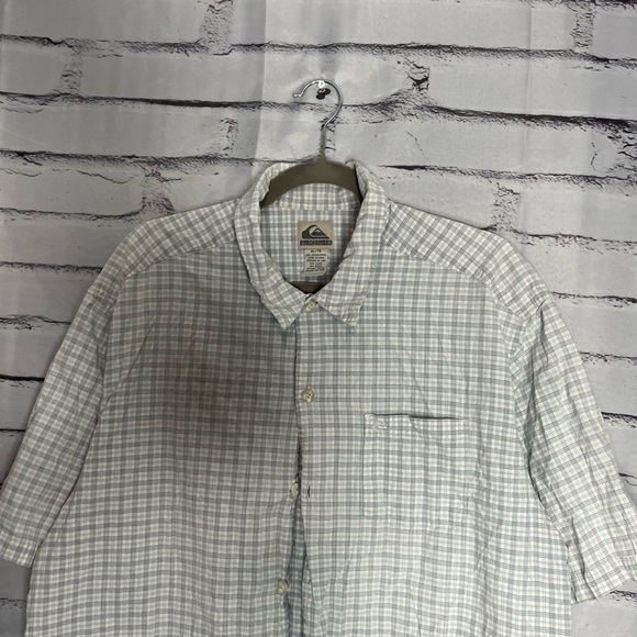 Quiksilver Gray & White Plaid Button‑Up Shirt Sz XL Surfer Streetwear Casual Y2K - Picture 5 of 13